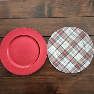 Ashland Celebrate It Set of 5 Decorative Plastic Plates‎ Red & Plaid Fall Themed